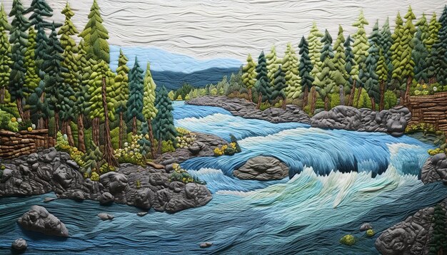 Photo 3d embroidered landscape artwork