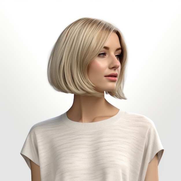 Foto 3d emma full body bob stile di capelli su sfondo bianco