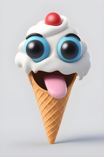 3d emoji cute eye scream ice cream