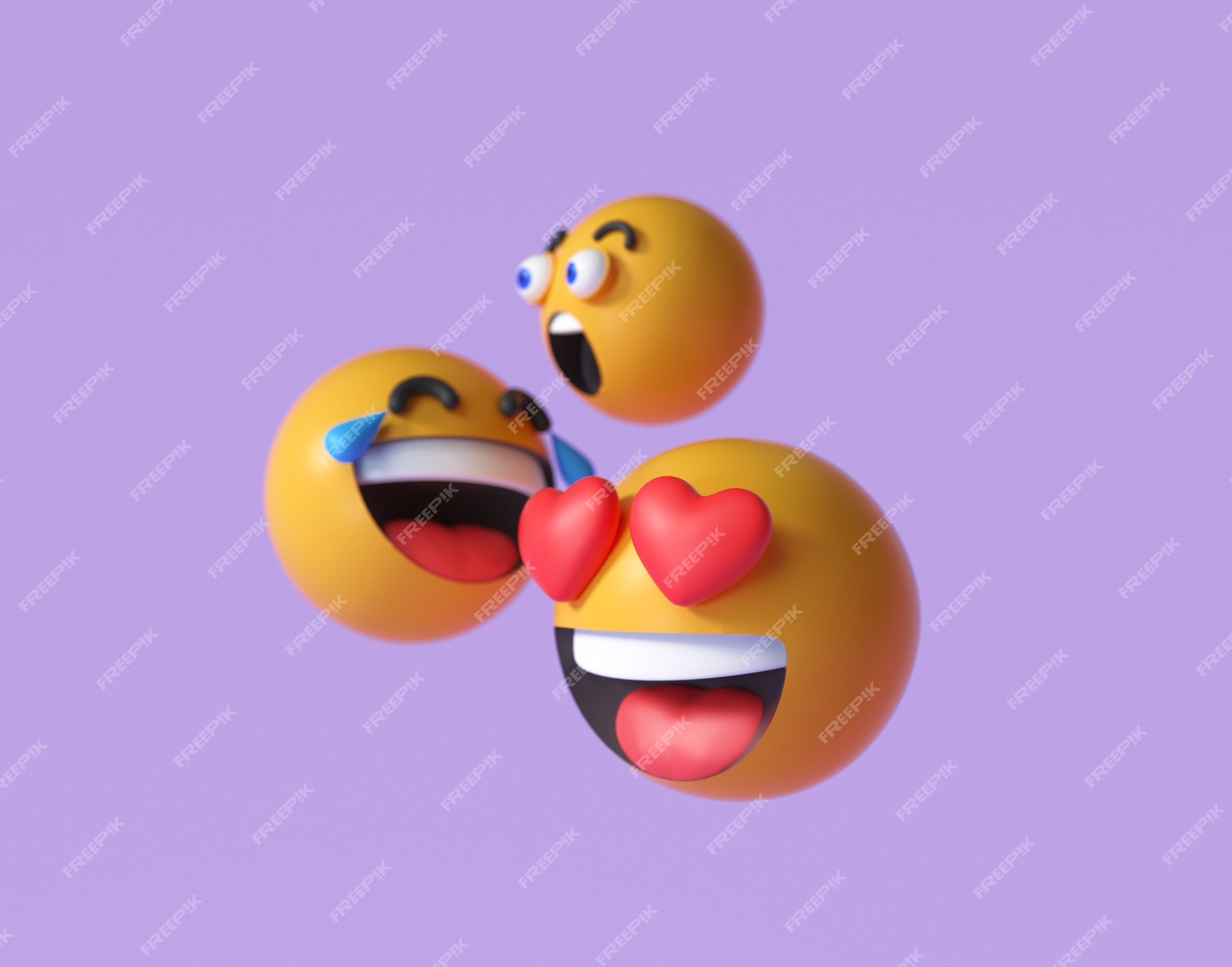 Premium Photo | 3d emoji and emoticon faces. floating emojis or emoticons with surprise, funny, and laughing isolated in purple background. 3d render illustration. Premium Photo | 3d emoji and emoticon faces. floating emojis or emoticons with surprise, funny, and laughing isolated in purple background. 3d render illustration.