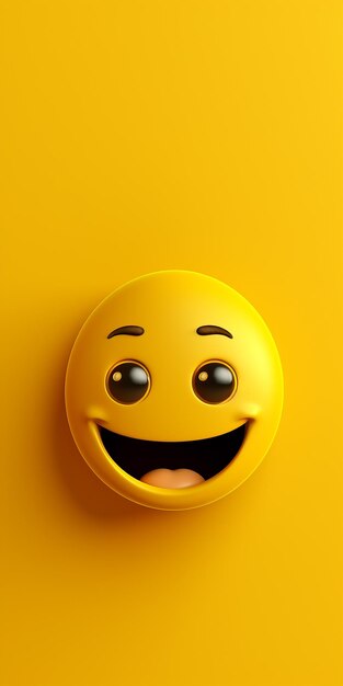 Foto 3d emoji geel glimlachende gezicht met een glimlachende behang