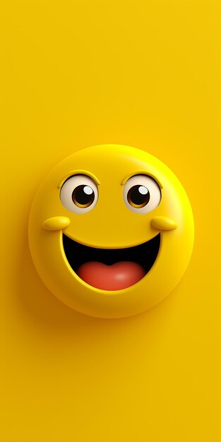Foto 3d emoji geel glimlachende gezicht met een glimlachende behang