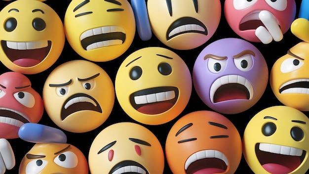 3D emoji iconen met gezichtsuitdrukkingen