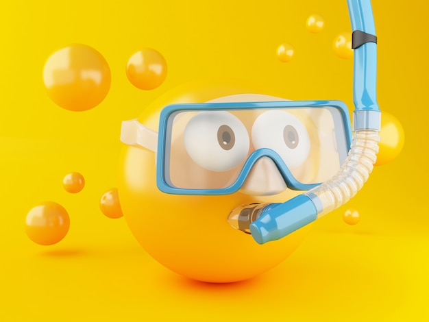 3D Emoji с подводным плаванием.
