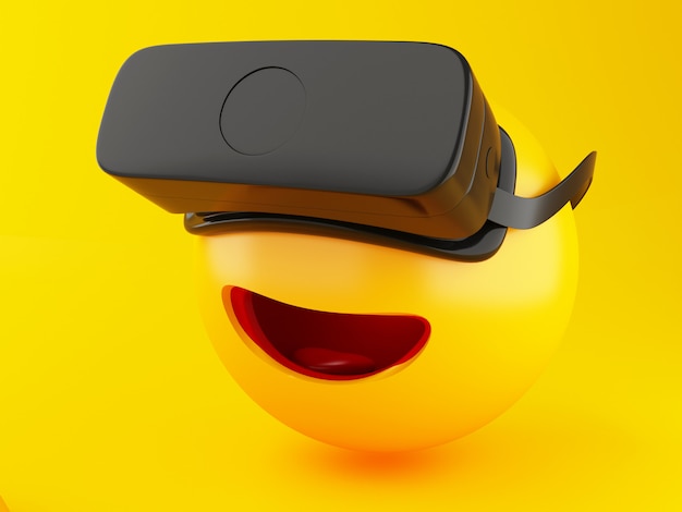 3d Emoji with VR headset.