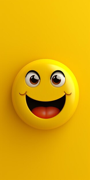 Foto emoji 3d faccia sorridente gialla con carta da parati sorridente