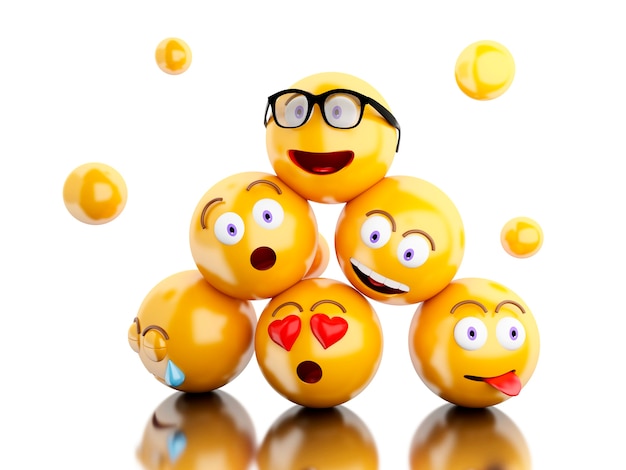 3d Emojis icons with facial expressions.