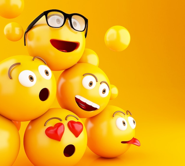 Фото 3d иконки emojis с мимикой.