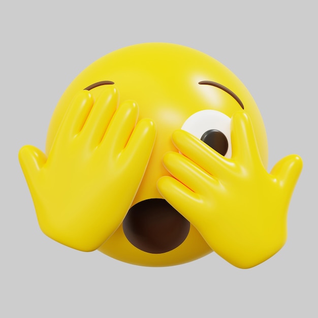 Photo 3d emoticon confounded face cartoon emoji or smiley yellow ball