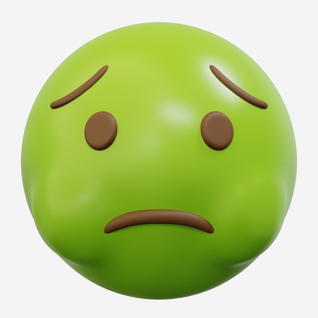 Foto 3d emoticon misselijk gezicht cartoon emoji of smiley groene bal