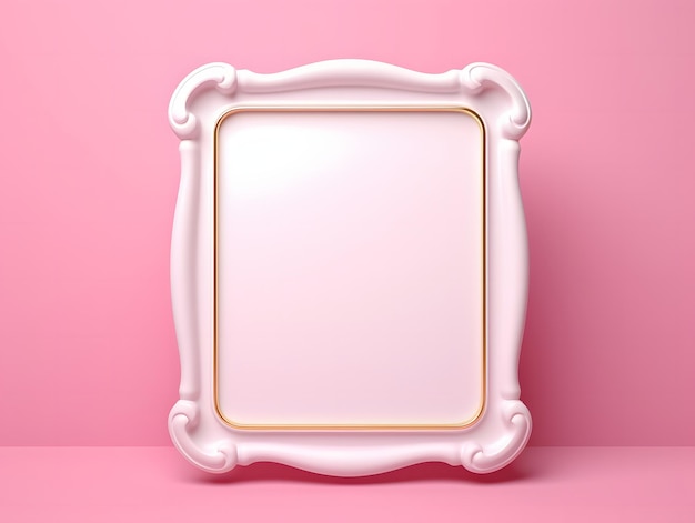 Photo 3d empty frame mockup on a pink background