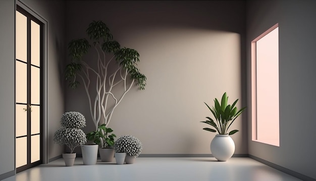 家の植物と 3 d の空のインテリア ジェネレーティブ AI