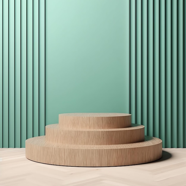 3d empty pastel sea green podium display