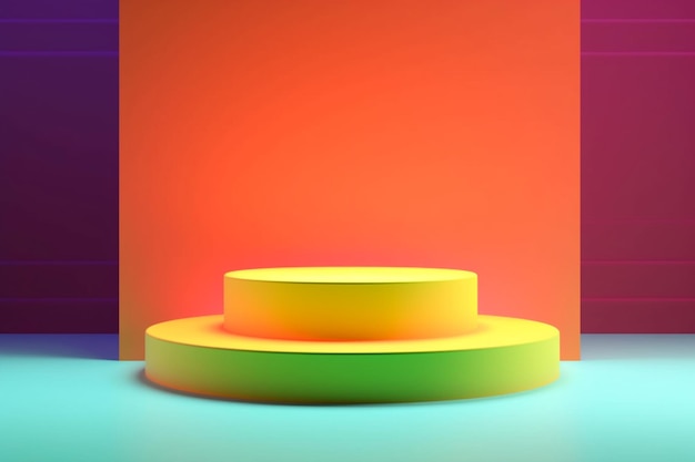 3d empty product podium platform color gradient background neon lighting