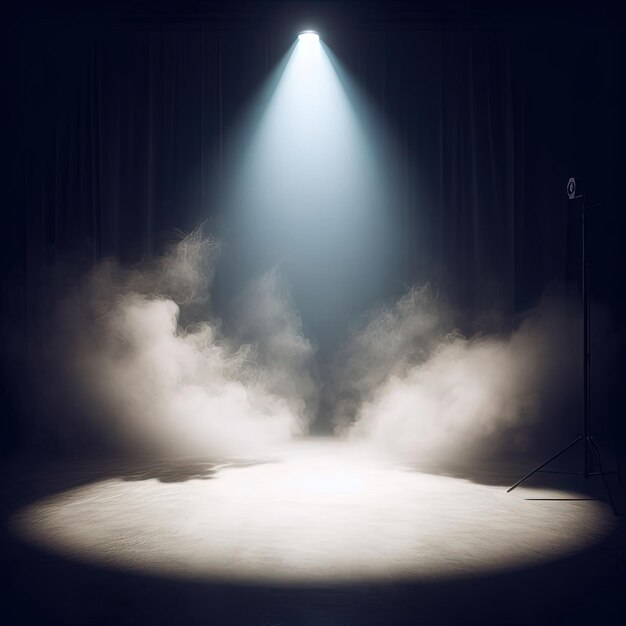 Photo 3d empty room interior with spotlight smoky atmosphere background