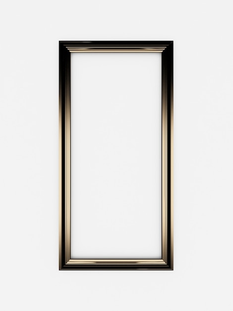 3d empty vintage frames on white wall