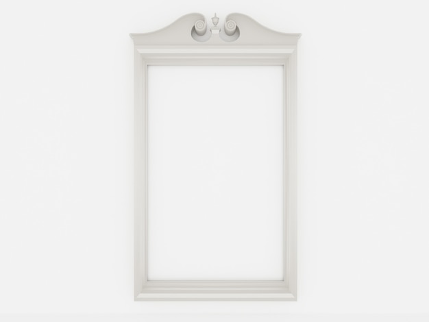 3d empty vintage frames on white wall