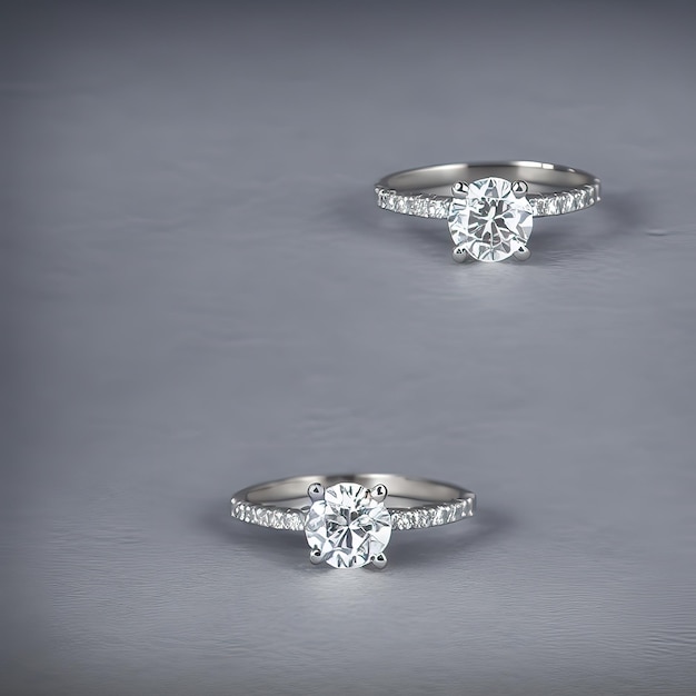 Photo 3d engagement ring placed on table render