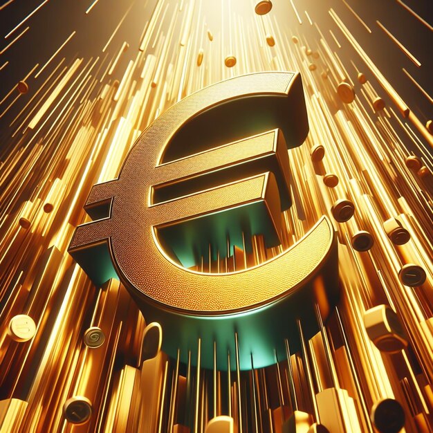 Photo 3d euro symbol finance time ai generated