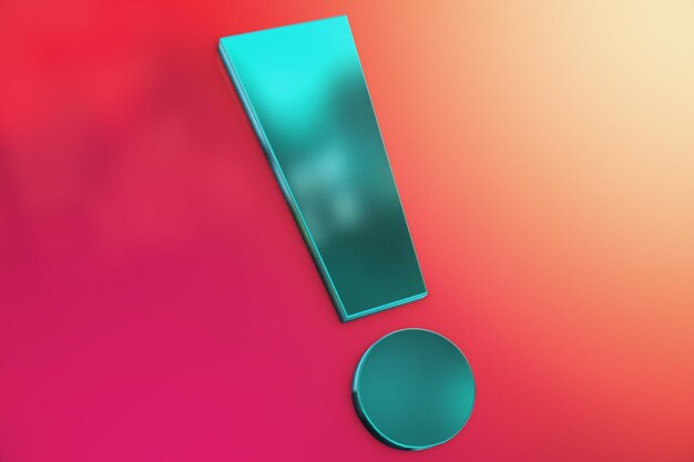 3d exclamation icon on reflection pink background