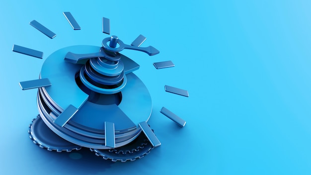 3d exploded model of clock with blue color