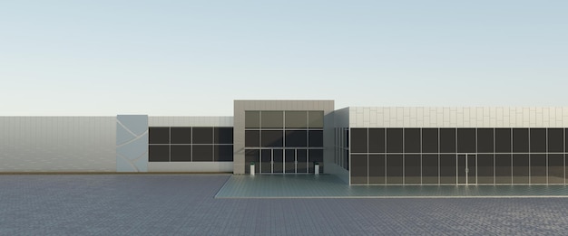 3d exterior visualization of the office center 3d illustration