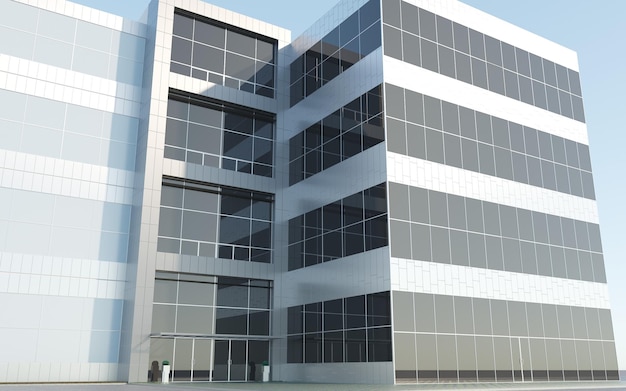 3d exterior visualization of the office center 3d illustration