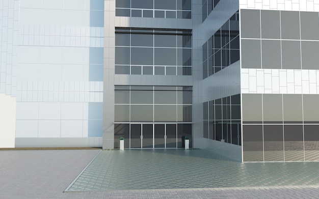 3d exterior visualization of the office center 3d illustration