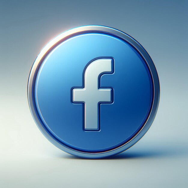 Photo 3d facebook icon in round shape