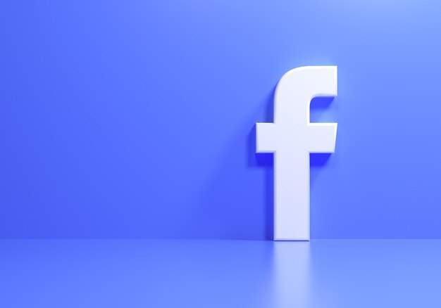 3d facebook logo on blue background, social media application. 3d render illustration