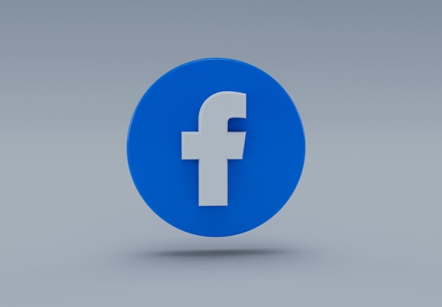 Icona del logo facebook 3d isolata su sfondo bianco illustrazione del rendering 3d