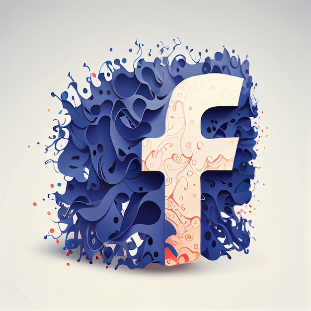 3d facebook logo pound symbol on blue background