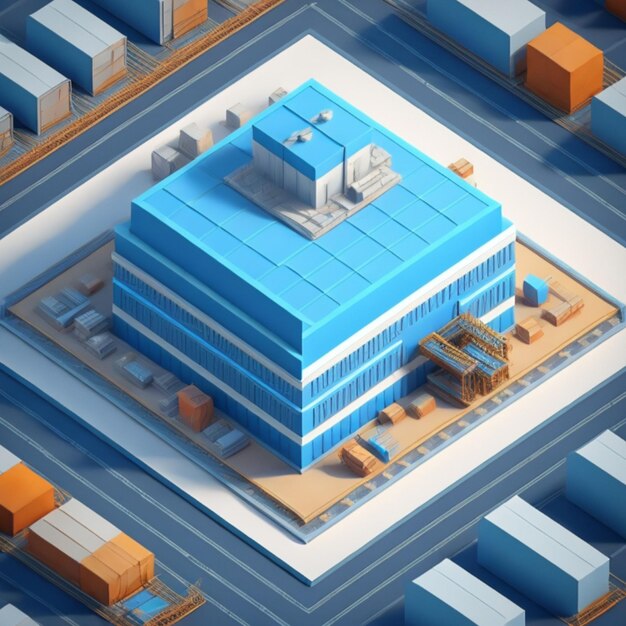 Foto edificio industriale 3d realizzato con intelligenza artificiale generativa