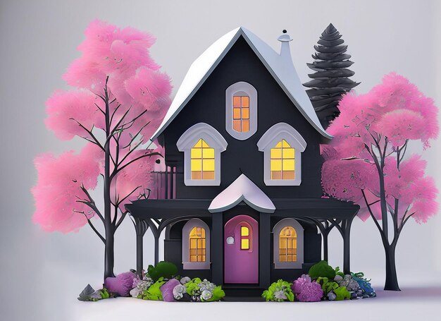 3d fairy house on white background