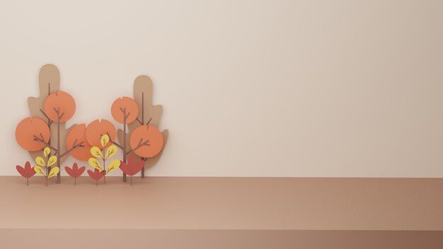 3d fall season autumn tree background with high quality image rendered