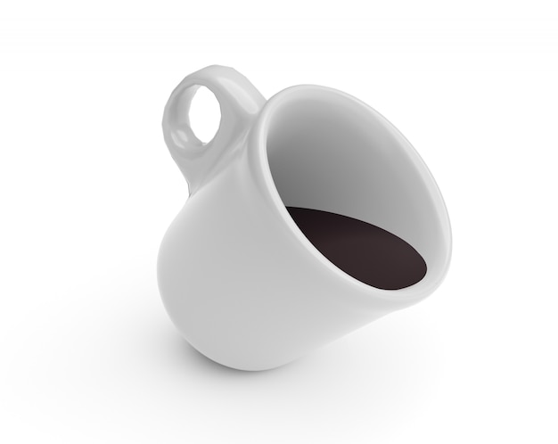 3d falling cup of coffee isolated on a white background