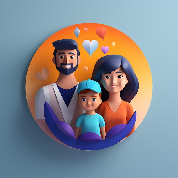 3d familie logo happy cartoon behang achtergrond icoon broer zus ouders broers en zussen illustratie