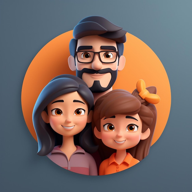 Photo 3d family logo happy cartoon wallpaper background icon brother sister parents siblings illustration