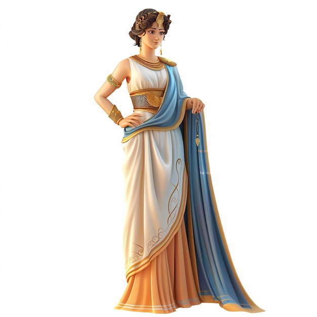 Photo 3d fantasy cartoon roman empress ancient character isolated on white