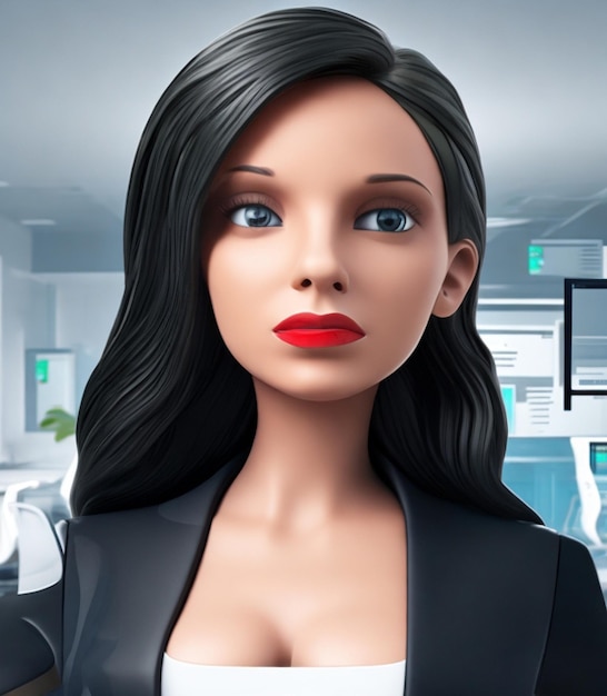 3d female character in black suits