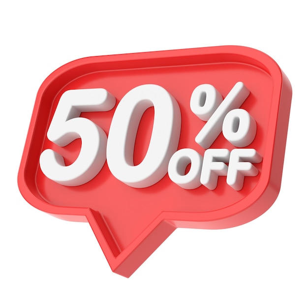 3D fifty percent off 50 off 50 sale