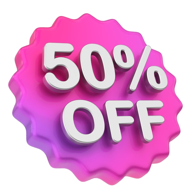 3D fifty percent off 50 off Sale badge