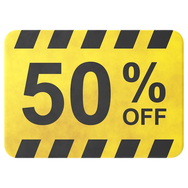 3D fifty percent off 50 off Sale badge