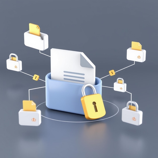 3d file transfer encrypted document migration and remote access concept