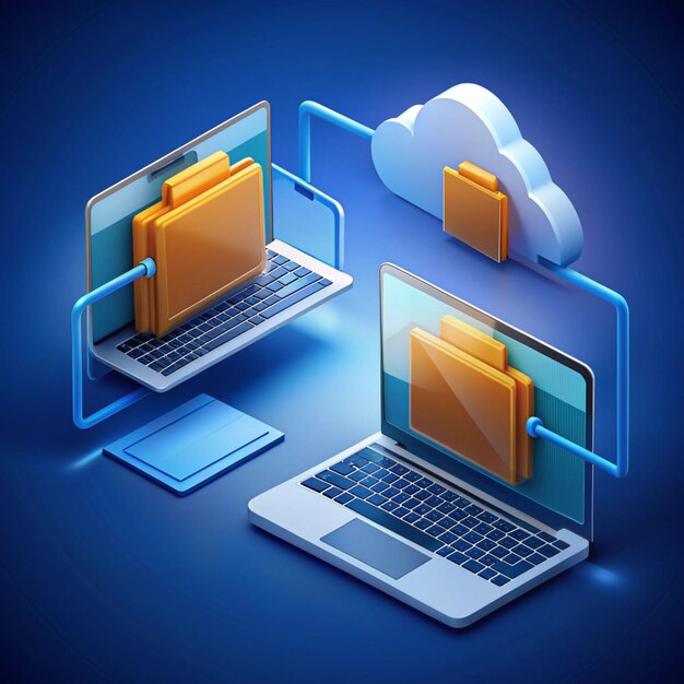 3d file transfer illustration files transferred encrypted form two folder with document and files transfering backup of information data encryption protected connection vector in 3d style