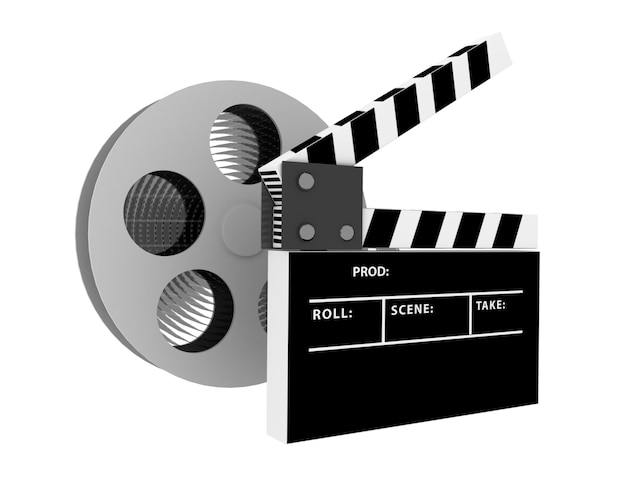 3d film clapper on white background