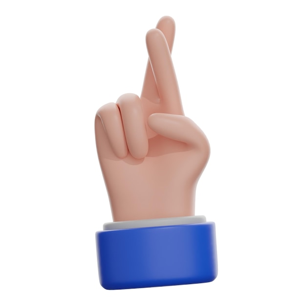3D Fingers Crossed Isolated Icon Illustration Render