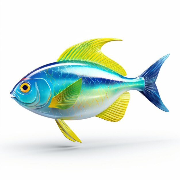 3d 색 배경에 고립 된 물고기 전체 몸