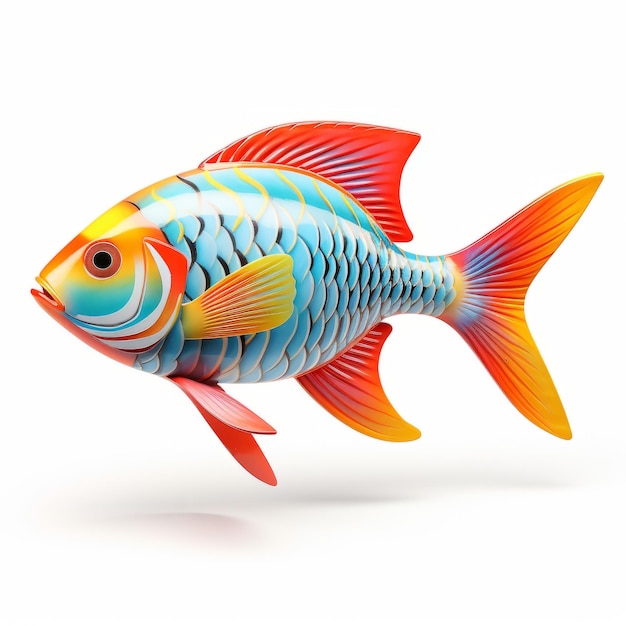 3d 색 배경에 고립 된 물고기 전체 몸