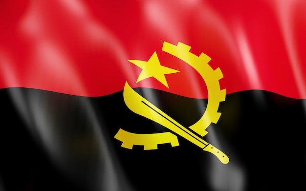 3D Flag of Angola.